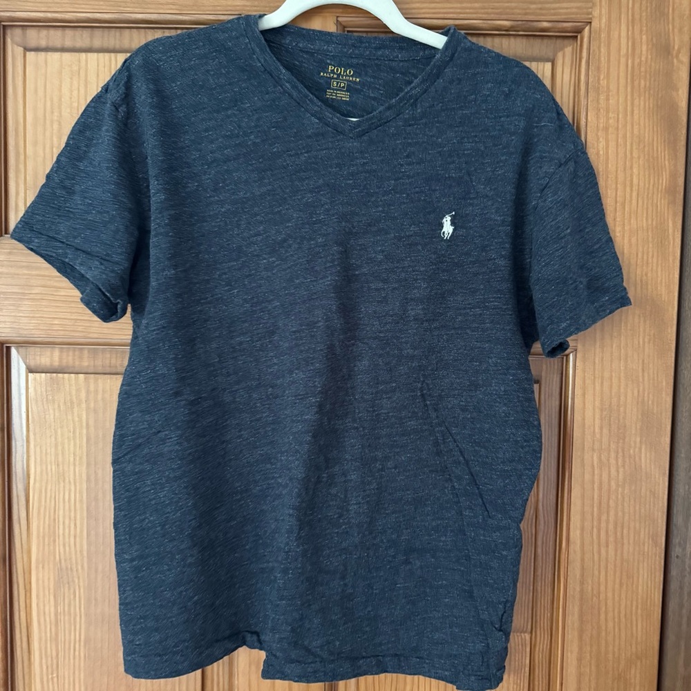 Polo Ralph Lauren V Neck Shirt Mens Small Navy Pony Classic Short Sleeve Tee Top